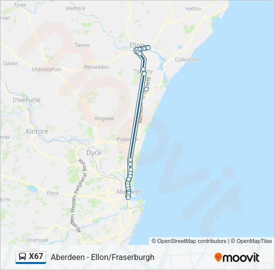 X67 Bus Line Map