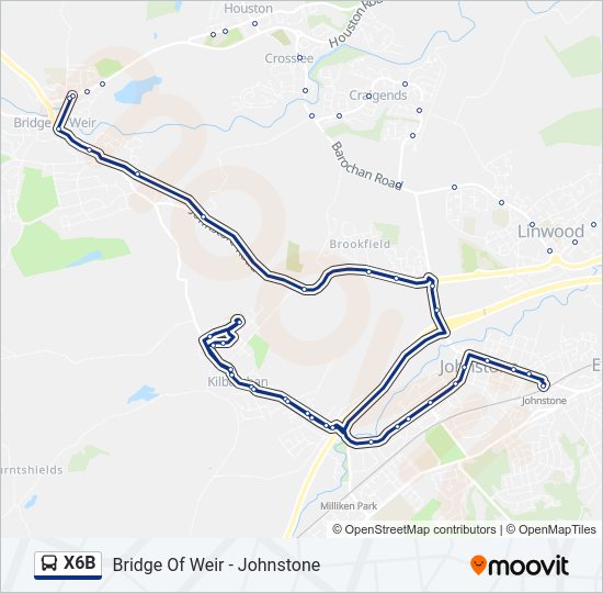 X6B Bus Line Map