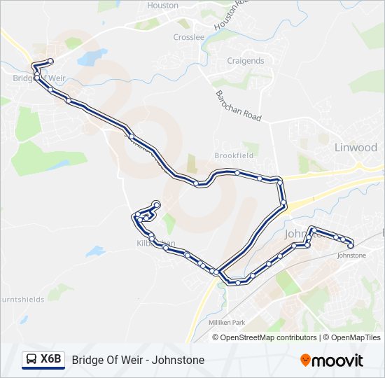 X6B Bus Line Map