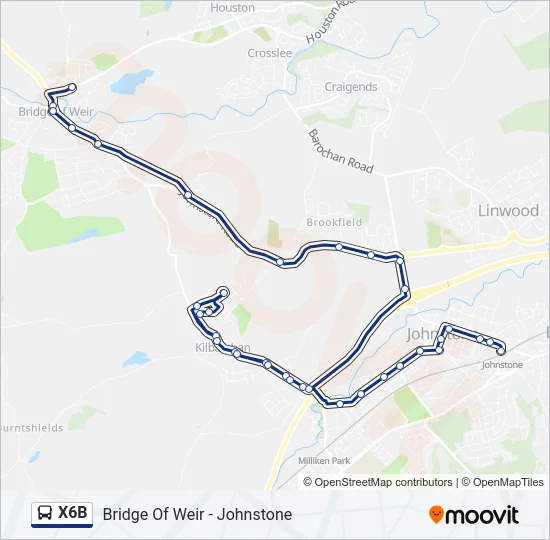 X6B Bus Line Map