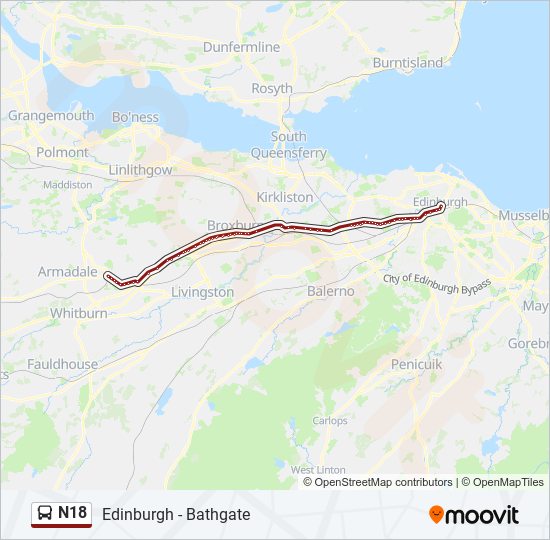 N18 bus Line Map