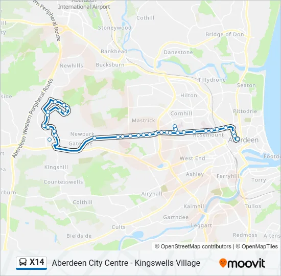 X14 Bus Line Map