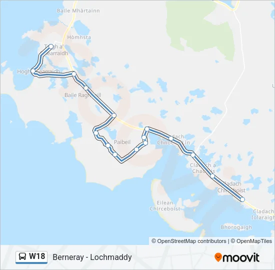 W18 Bus Line Map