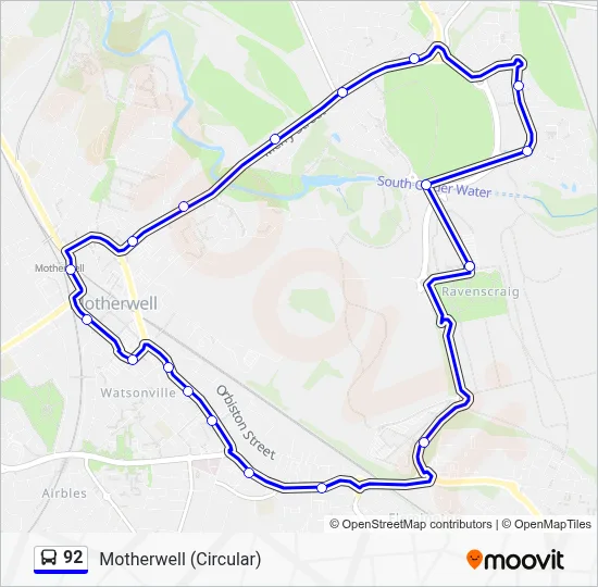 92 Route: Schedules, Stops & Maps - Motherwell (Updated)
