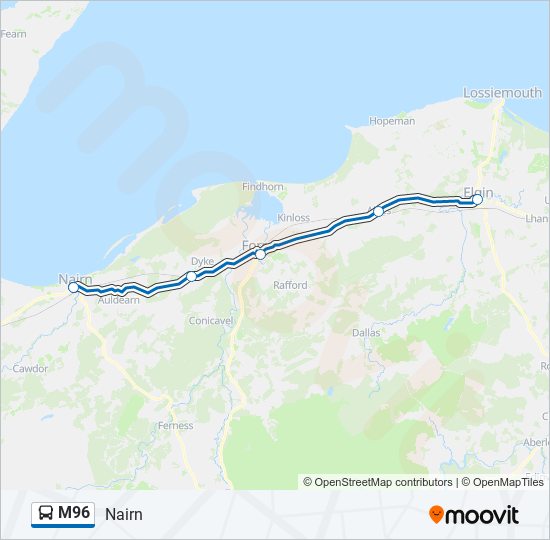 M96 bus Line Map