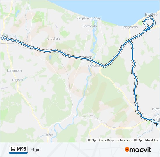 M98 bus Line Map