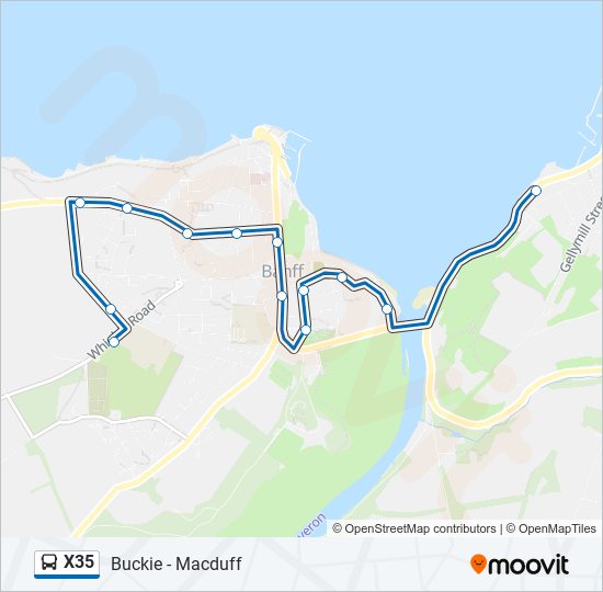 X35 bus Line Map