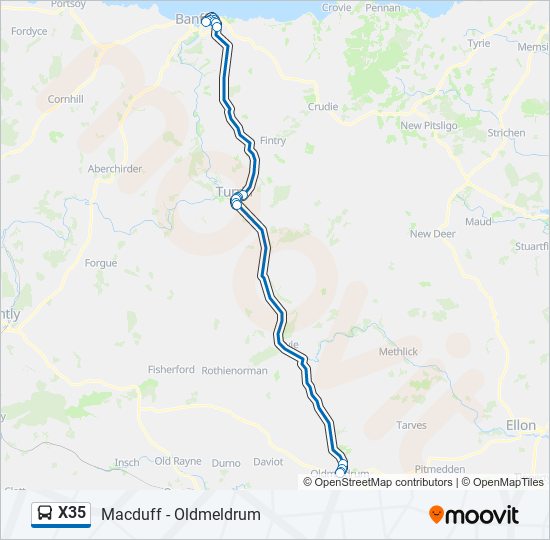 X35 bus Line Map