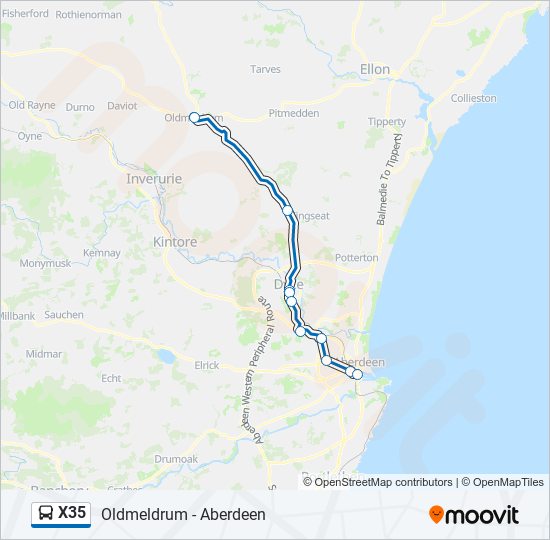 X35 bus Line Map