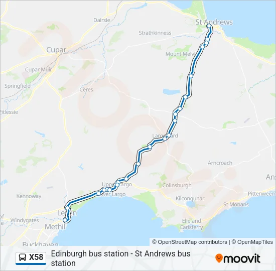 X58 Bus Line Map