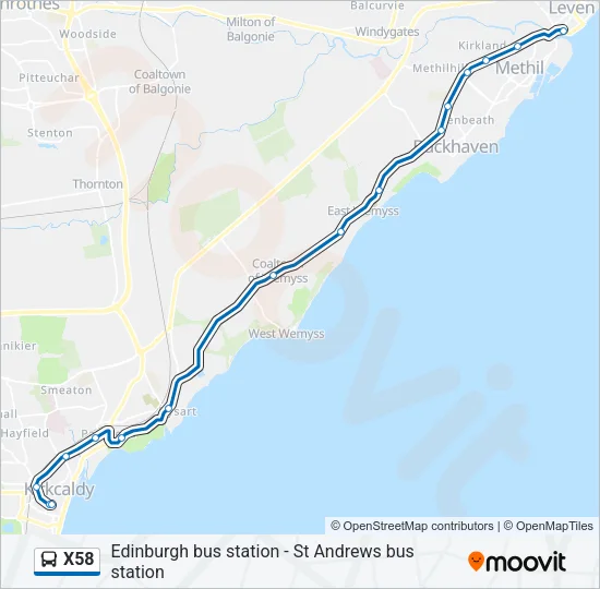X58 Bus Line Map