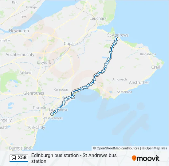 X58 Bus Line Map