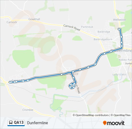 QA13 Bus Line Map