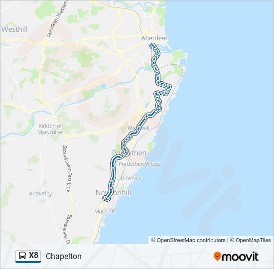 X8 Bus Line Map