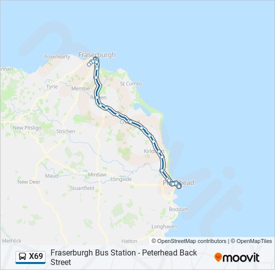 X69 Bus Line Map