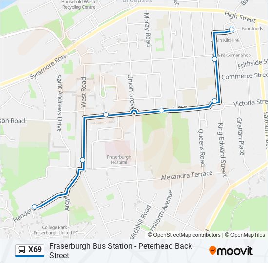 X69 Bus Line Map