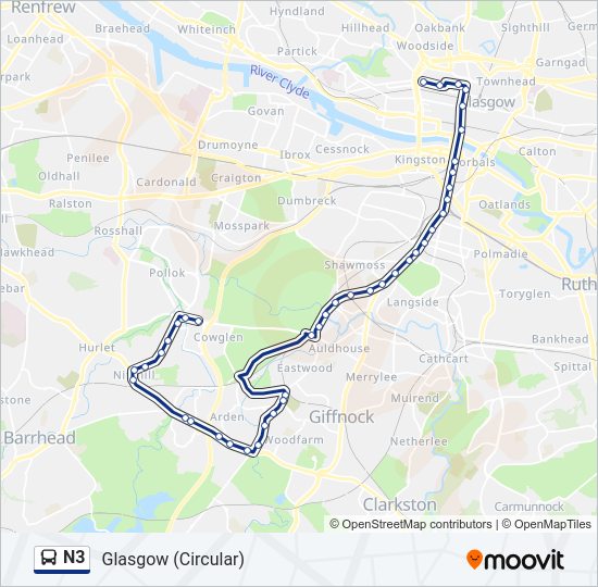 N3 Bus Line Map