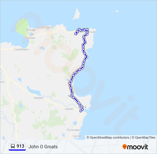 913 Route: Schedules, Stops & Maps - John O Groats (Updated)