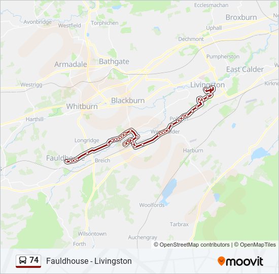 74 bus Line Map