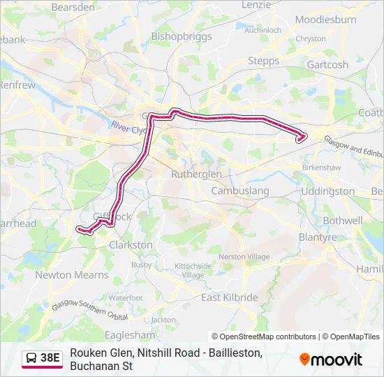 38E Bus Line Map