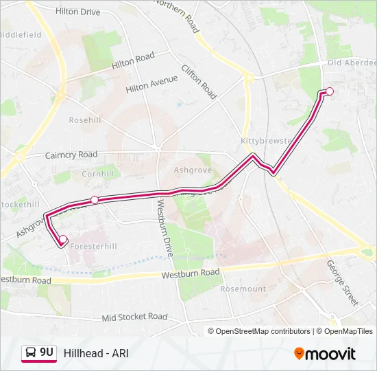9U Bus Line Map