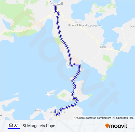 X1 bus Line Map