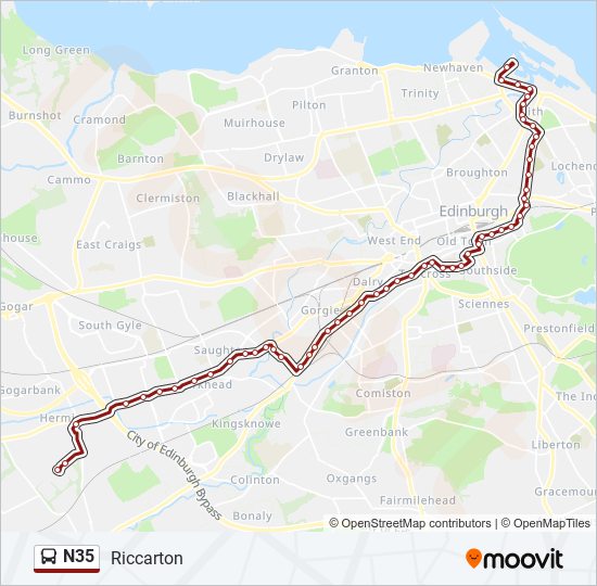 N35 bus Line Map