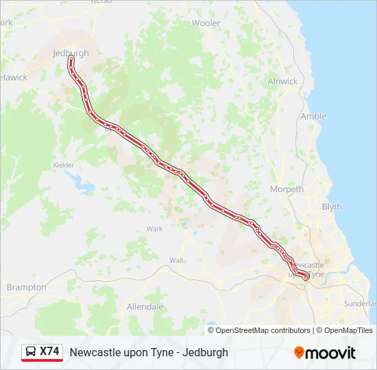 X74 Bus Line Map