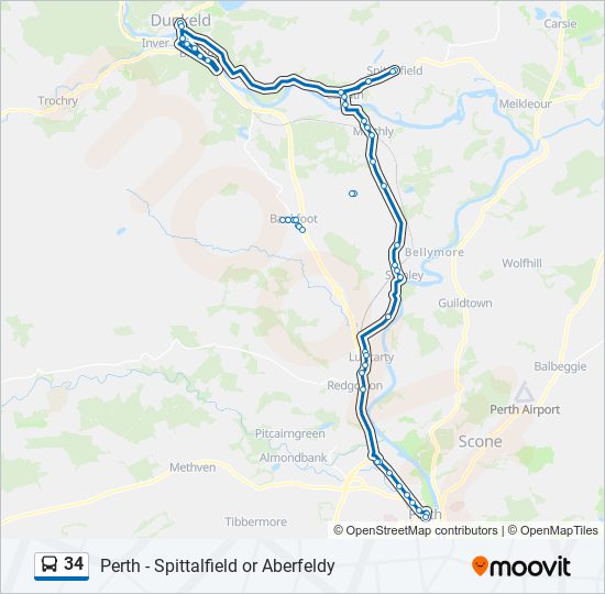 34 bus Line Map