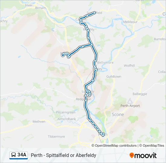 34A Bus Line Map