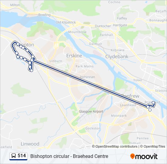 514 bus Line Map