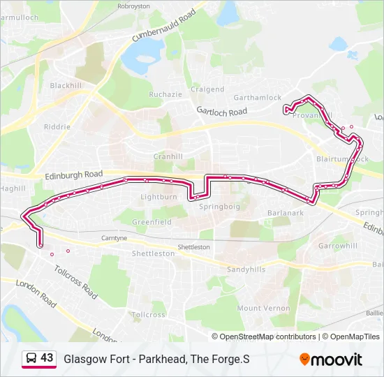 43 Bus Line Map