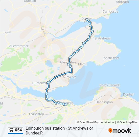 X54 Bus Line Map