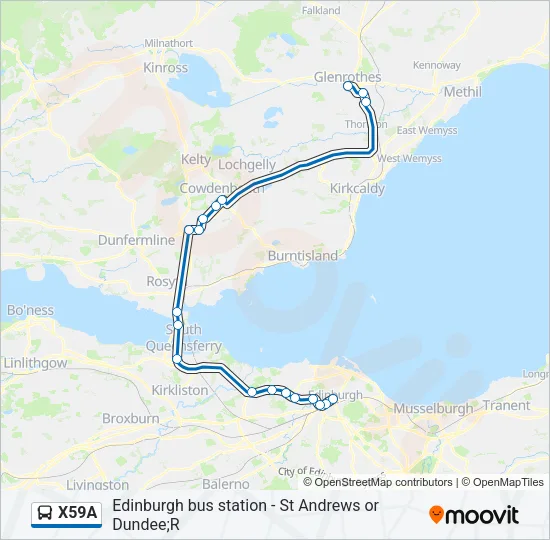 X59A Bus Line Map