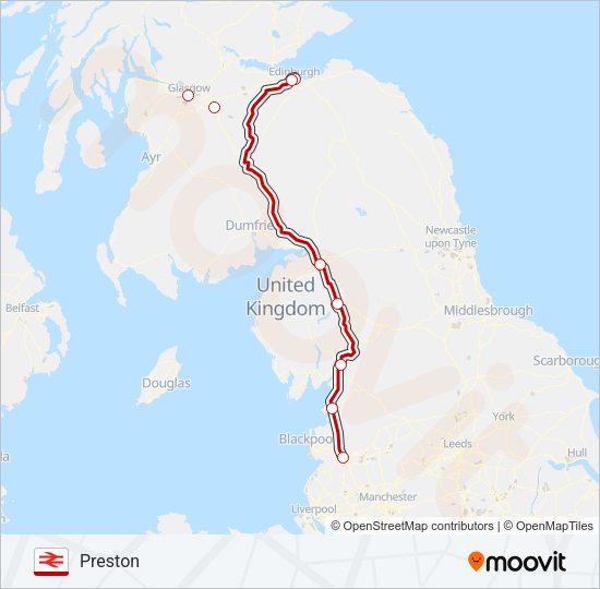 AVANTI WEST COAST Train Line Map