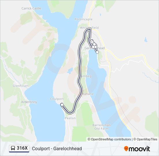 316X Bus Line Map