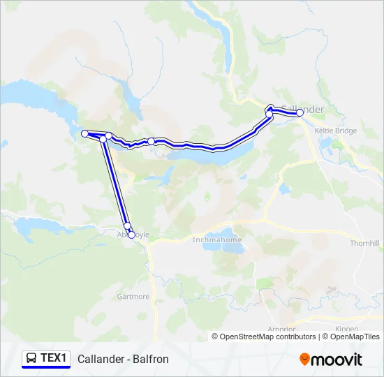 TEX1 Bus Line Map