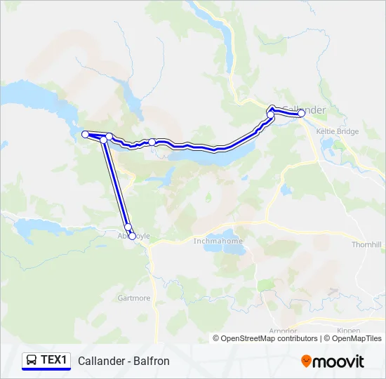 TEX1 Bus Line Map