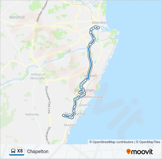 X8 Bus Line Map