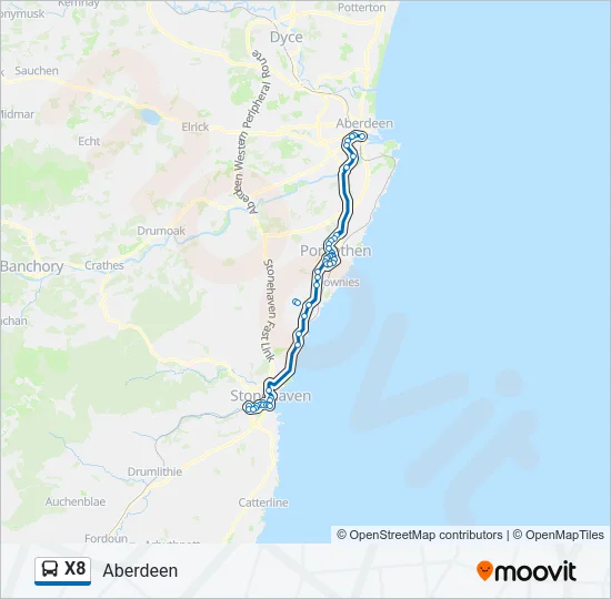 X8 Bus Line Map