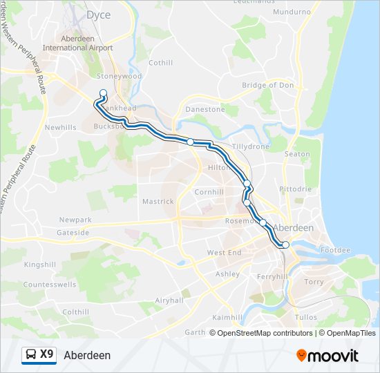 X9 Bus Line Map