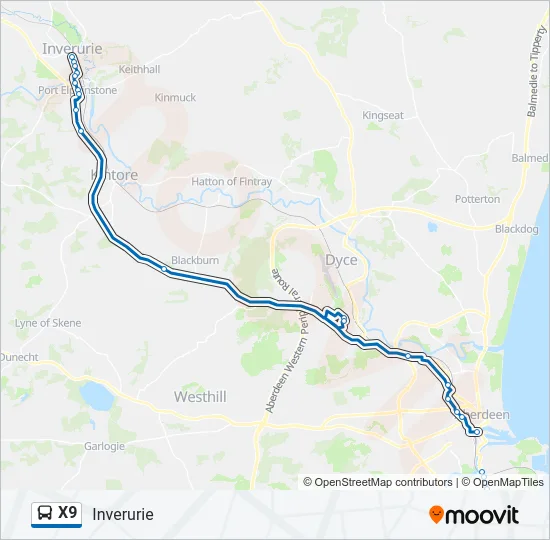X9 Bus Line Map