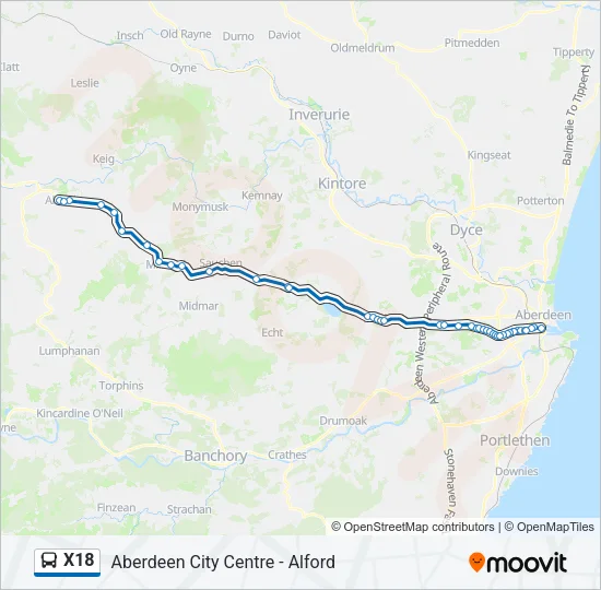X18 Bus Line Map