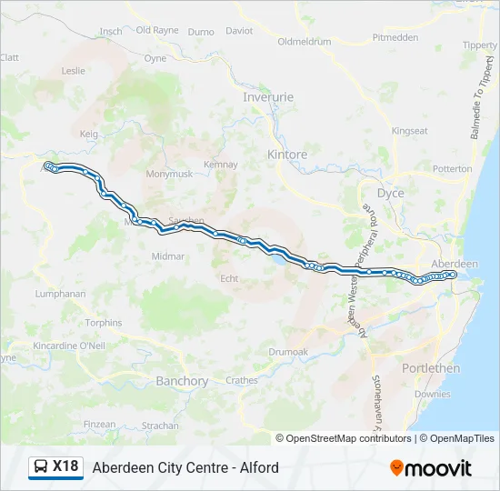X18 Bus Line Map