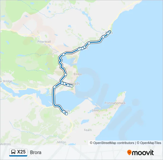 X25 Bus Line Map