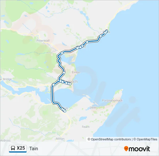 X25 Bus Line Map