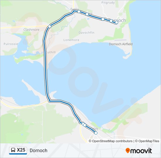 X25 Bus Line Map