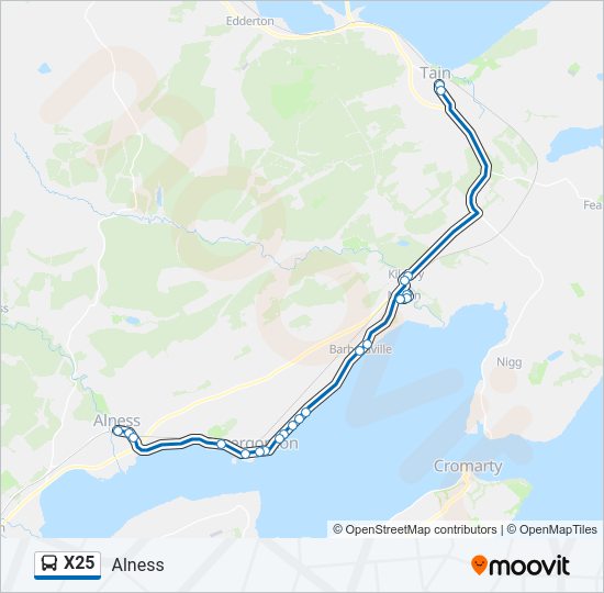 X25 Bus Line Map