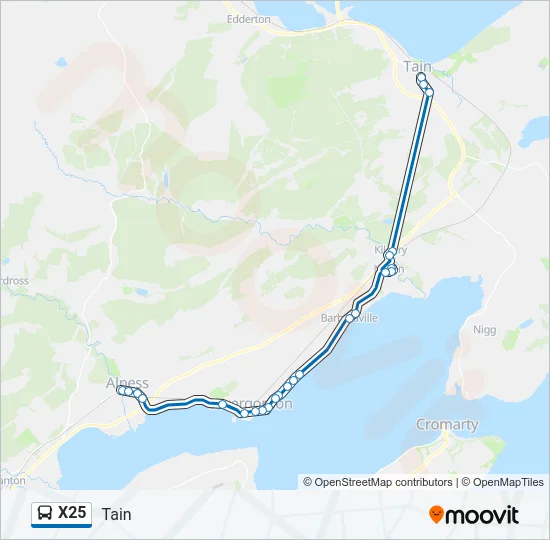 X25 Bus Line Map