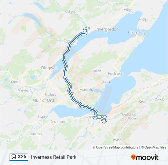 X25 Bus Line Map